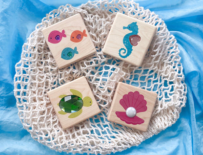 LIMITED! Sparkling Sea Friends 4 pc. Gem Block Set