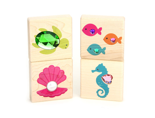LIMITED! Sparkling Sea Friends 4 pc. Gem Block Set