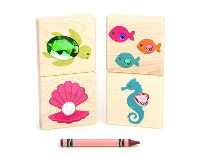 LIMITED! Sparkling Sea Friends 4 pc. Gem Block Set