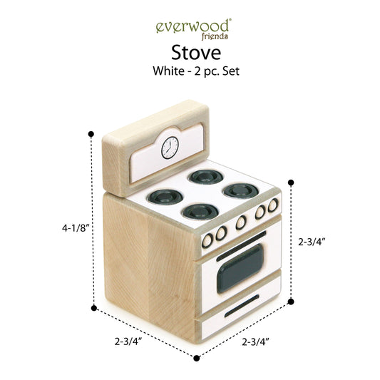 Kitchen Stove - White - 1:12 Scale Furniture Solid Maple Blocks