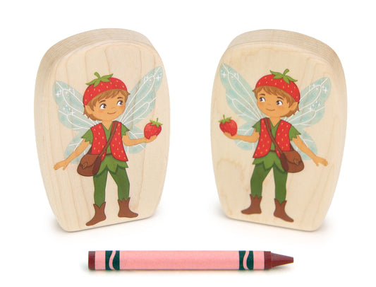 LIMITED! Strawberry Picker Fairy - 3.75" Double-sided 1:24 Scale Maple Figure
