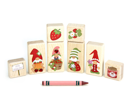LIMITED! Strawberry Gnomes 8 pc. Gem Block Set