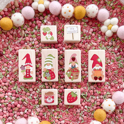 LIMITED! Strawberry Gnomes 8 pc. Gem Block Set