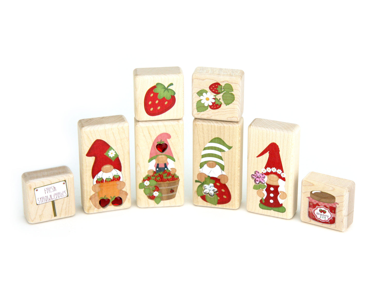 LIMITED! Strawberry Gnomes 8 pc. Gem Block Set