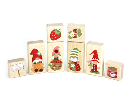 LIMITED! Strawberry Gnomes 8 pc. Gem Block Set