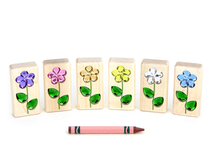 LIMITED! Pastel Summer Flowers 6pc. Gem Blocks