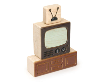 TV Set - Brown - 1:12 Scale Furniture Solid Maple Blocks