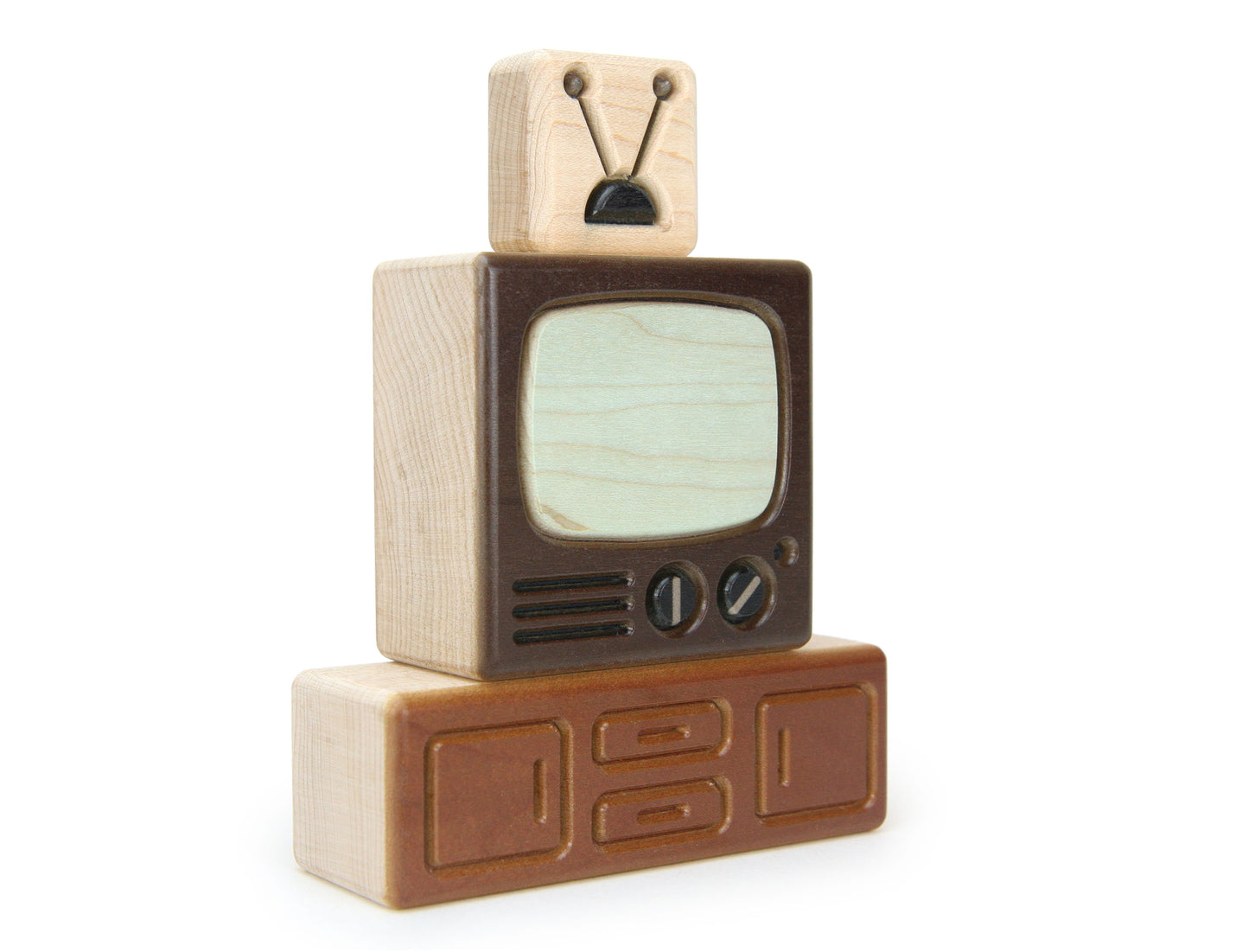 TV Set - Brown - 1:12 Scale Furniture Solid Maple Blocks