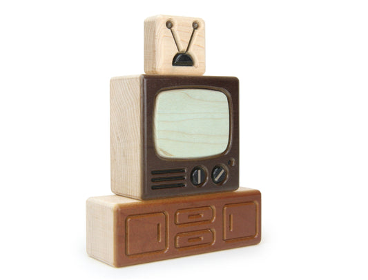 TV Set - Brown - 1:12 Scale Furniture Solid Maple Blocks