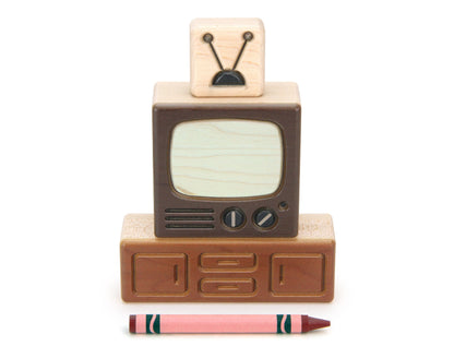 TV Set - Brown - 1:12 Scale Furniture Solid Maple Blocks