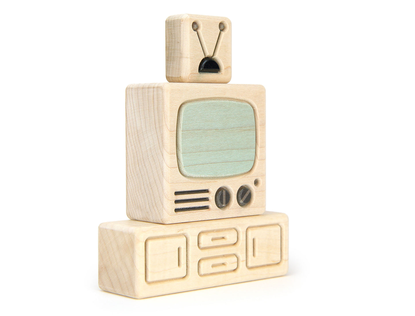 TV Set - Natural - 1:12 Scale Furniture Solid Maple Blocks