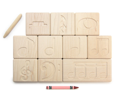 10 pc. Music Notes Maple Tracing Tiles