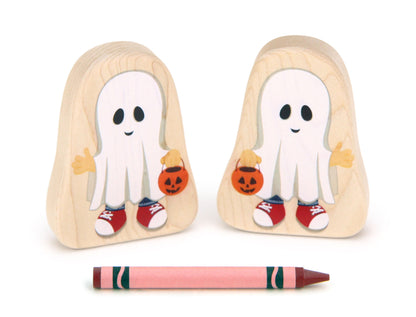 LIMITED! Trick-or-Treat Ghost - 3.25" Double-sided 1:24 Scale Maple Figure