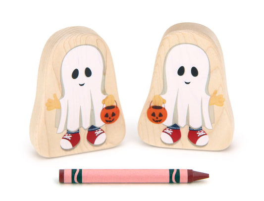 LIMITED! Trick-or-Treat Ghost - 3.25" Double-sided 1:24 Scale Maple Figure