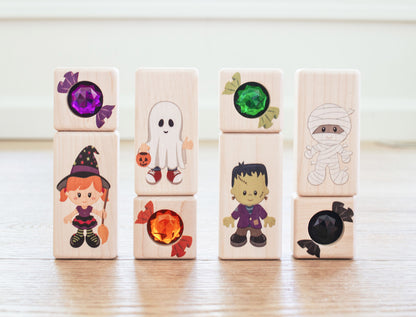 LIMITED! Halloween Trick-or-Treaters 8 pc. Gem Block Set