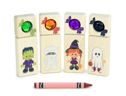 LIMITED! Halloween Trick-or-Treaters 8 pc. Gem Block Set