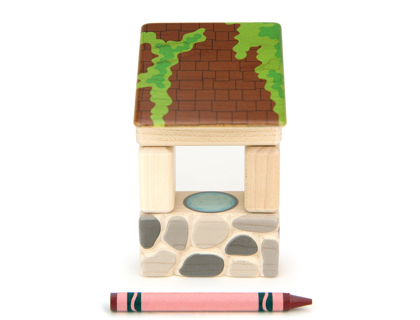 Carved Stone Wishing Well Building Block Set