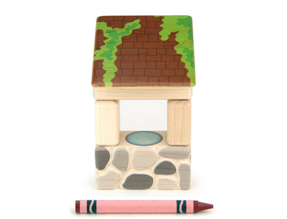 Carved Stone Wishing Well Building Block Set