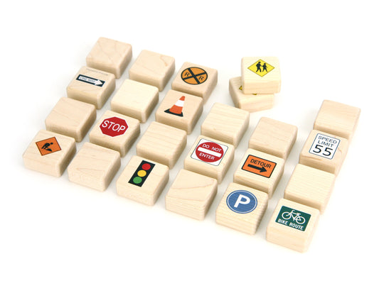 Road Signs Wooden Matching Game - 24 pc Set