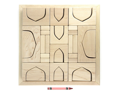 32 pc. Pointed Arch Collection Maple Building Blocks with Tray