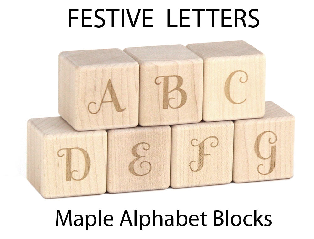 28 pc. Festive Letter Engraved Alphabet Blocks