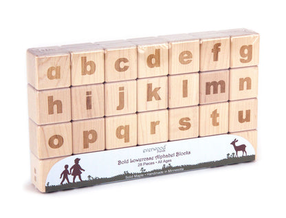 28 pc. Bold Lowercase Engraved Alphabet Blocks