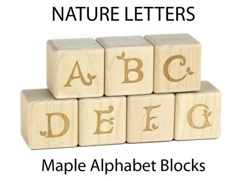 28 pc. Nature Letter Engraved Alphabet Blocks