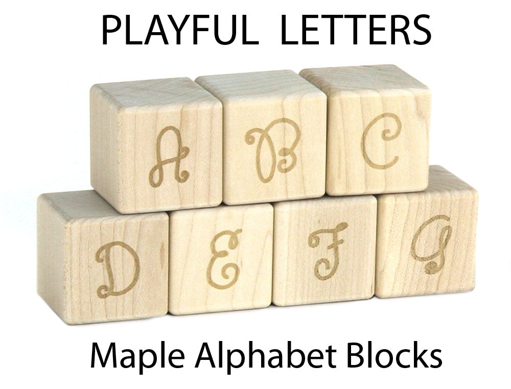 28 pc. Playful Letter Engraved Alphabet Blocks
