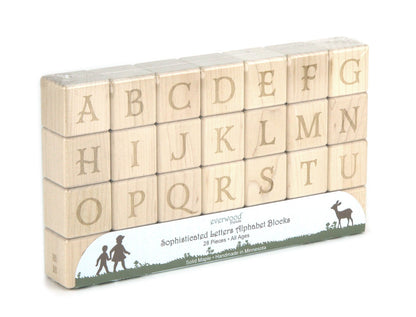 28 pc. 'Sophisticated' Letter Engraved Alphabet Blocks