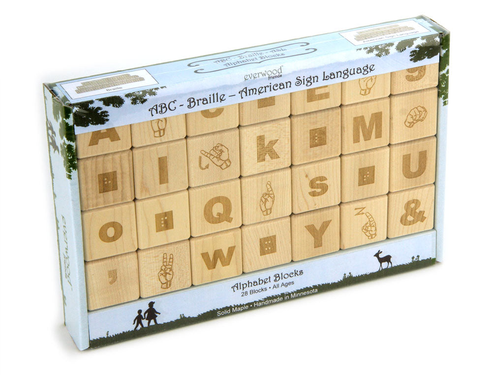 ABC-Braille-Sign Language Alphabet Blocks - Everwood Friends