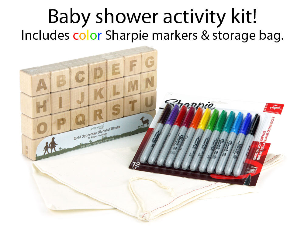 Baby Shower Block Activity, Wooden Baby Blocks, Baby Shower Games