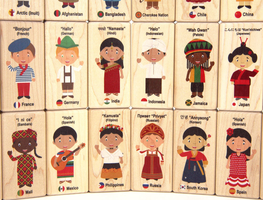 28 pc. Children of the World Maple Building Blocks with Tray