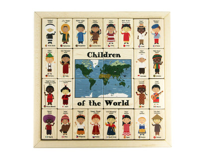 28 pc. Children of the World Maple Building Blocks with Tray