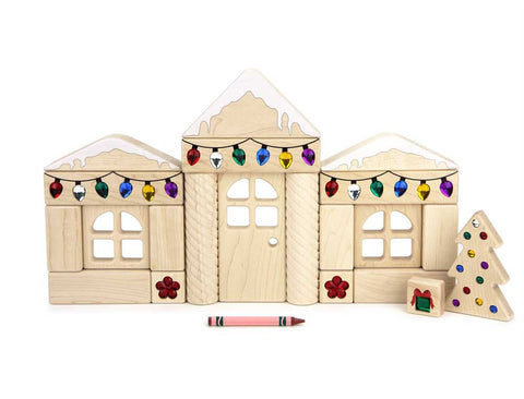 LIMITED! 24 pc. Christmas Countdown House Maple Building Blocks