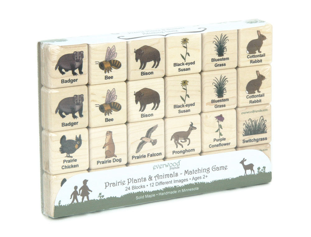 American Prairie Wildlife Wooden Matching Game - 24 pc Set