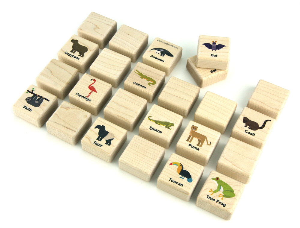 Rainforest Animals Wooden Matching Game - 24 pc Set