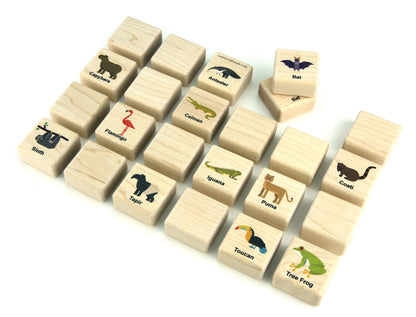 Rainforest Animals Wooden Matching Game - 24 pc Set