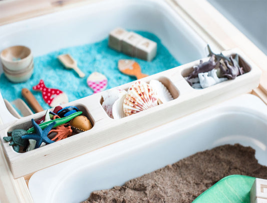 Solid Maple Sensory Table 3-Bin Organizer