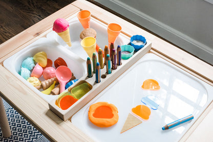 Solid Maple Sensory Table Supply Organizer
