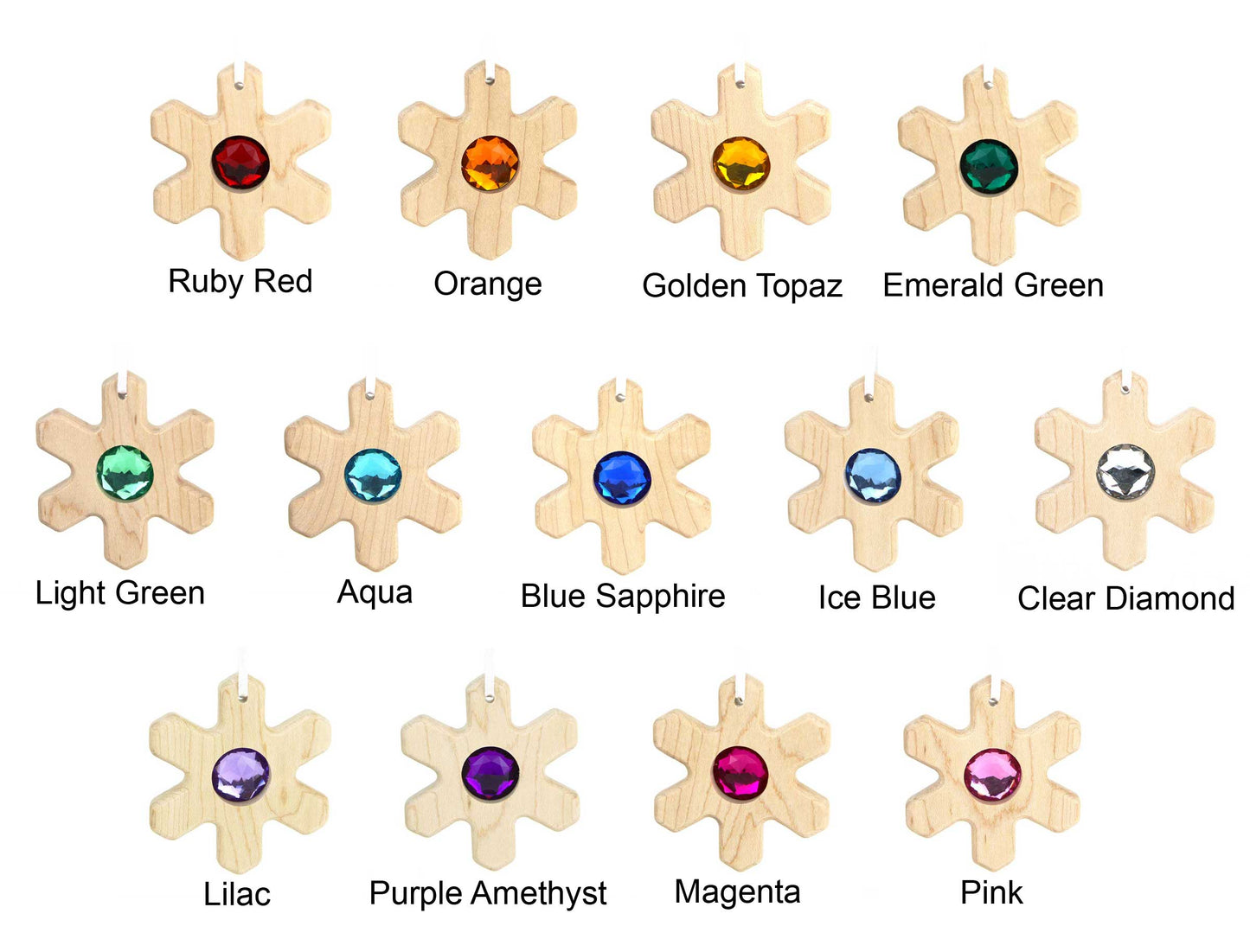 Snowflake Choose-your-own Gem Solid Maple Ornament
