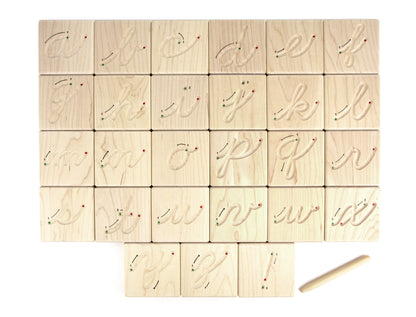 27 pc. Cursive Letter Alphabet Maple Tracing Tiles