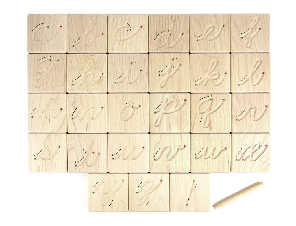 27 pc. Cursive Letter Alphabet Maple Tracing Tiles – Everwood Friends