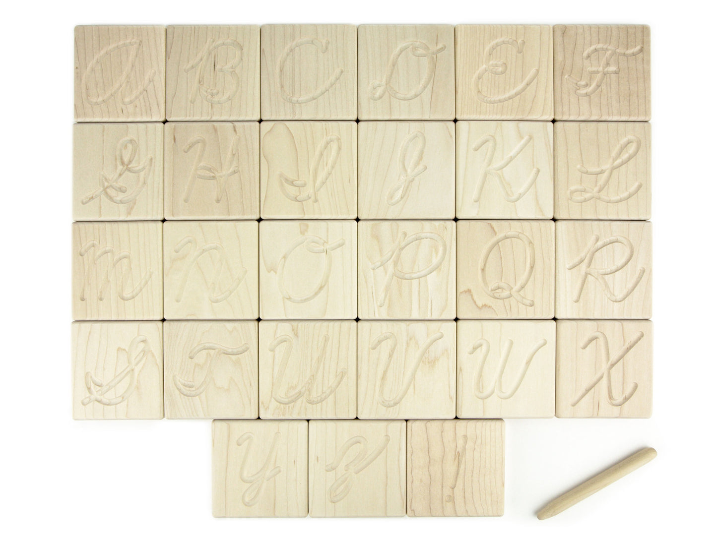 27 pc. Cursive Letter Alphabet Maple Tracing Tiles