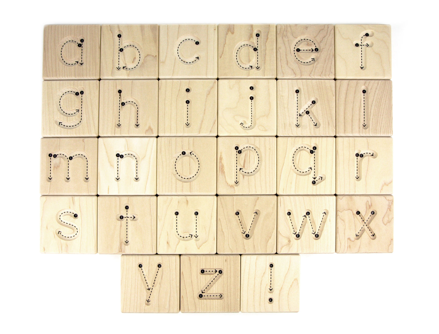 27 pc. Manuscript Letter Alphabet Maple Tracing Tiles