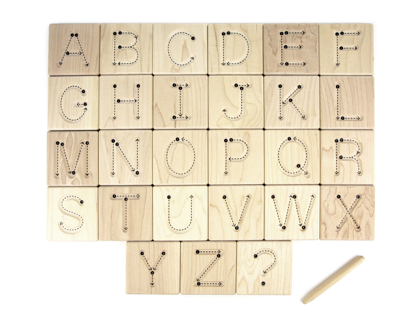 27 pc. Manuscript Letter Alphabet Maple Tracing Tiles