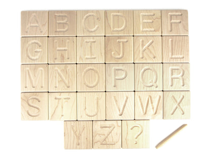 27 pc. Manuscript Letter Alphabet Maple Tracing Tiles