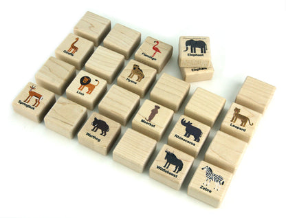 African Safari Animals Wooden Matching Game - 24 pc Set