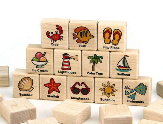 Beach Day Adventure Wooden Matching Game - 24 pc Set