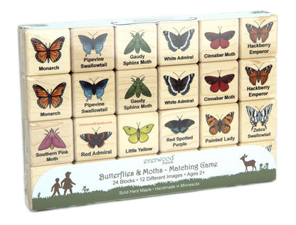 Butterflies & Moths Wooden Matching Game - 24 pc Set