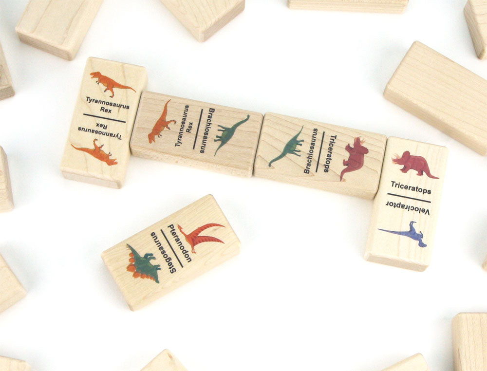 Dinosaurs Color Jumbo Wood Dominoes - 21 pc Set